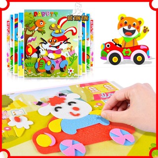 Sticker dán 3d tranh xốp giấy 3d tranh dán xốp eva, tranh dán xốp 3d, xé dán cho bé