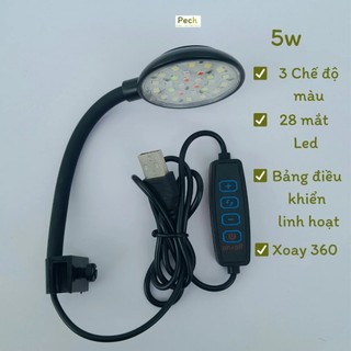  Đèn LED mini 5w kẹp bể cá thuỷ sinh 3 chế độ màu Trắng,Vàng Xanh tím 