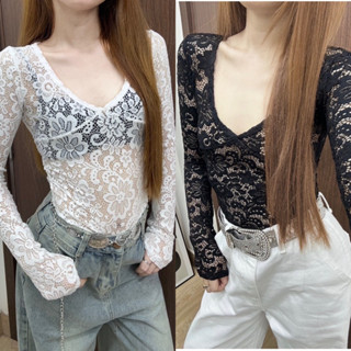 Áo Ren Ôm Dài Tay Xuyên Thấu Mỏng quyến rũ m1050