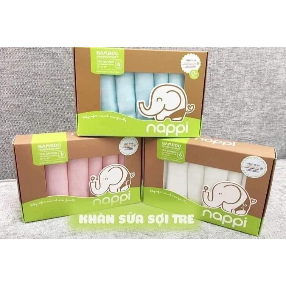 Khăn sữa sợi tre Nappi (6 chiếc/ hộp)