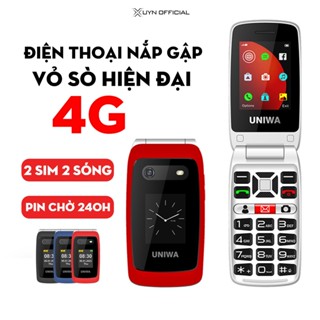 Điện thoại Gập vỏ sò UNIWA V202T 4G, Pin khủng chờ 240 giờ, Dành cho người già, nhiều màu sắc