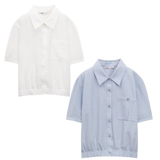 Áo sơ mi tay ngắn vải sọc nhăn - mixxo