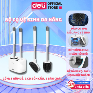  Bộ Chổi Cọ Nhà Vệ Sinh Deli Cây Chà Toilet Cọ Bồn Cầu Có Đế Ngăn Mùi Đầu TPR Linh Hoạt Dễ Dùng