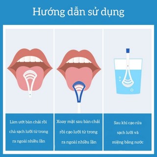 Combo 5 cái Dụng cụ cạo lưỡi SILICON tay cầm dài