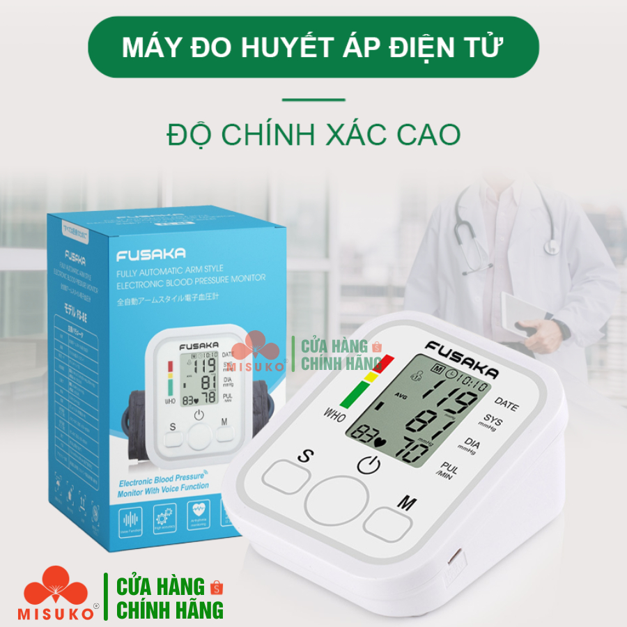Máy đo huyết áp điện tử MISUKO Fusaka FS-8E nhẩt bản [ BẢO HÀNH 24 THÁNG ], máy đo áp huyết tự động đo lường chính xác