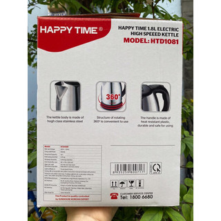 Ấm Siêu Tốc Inox 1.8L Happy Time Model HTD1081