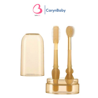 Bộ rơ lưỡi + bàn chải silicon vệ sinh miệng cho bé 0-18 tháng