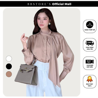 Áo sơ mi lụa công sở tay dài cột nơ thanh lịch bbstore's - a3519