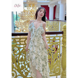 Đầm maxi voan hoa bèo tầng cổ yếm - đi chơi - đi biển - Chị Ba Boutique