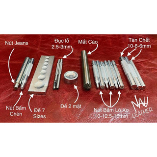 Bộ dụng cụ đóng nút bấm, đinh tán, mắt cáo,... đầy đủ và chuyên dụng