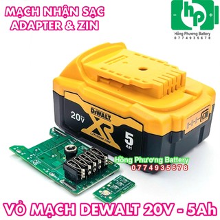 Vỏ mạch d9 dewalt 18v nhận sạc adapter và zin li-ion 3.7v, có led báo pin (