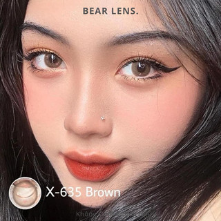 [CÓ CẬN] Kính Áp Tròng Nâu 635 Brown Filter Hồng Giãn Vừa [Tặng Kèm Khay Đơn Đựng Lens]