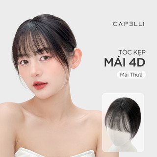 Tóc kẹp mái giả 4d capelli premium dệt lưới siêu da đầu sợi tóc thật dáng mái thưa