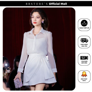 Set ba món áo sơ mi phối chân váy kèm áo lụa hai dây bbstore's -k3026