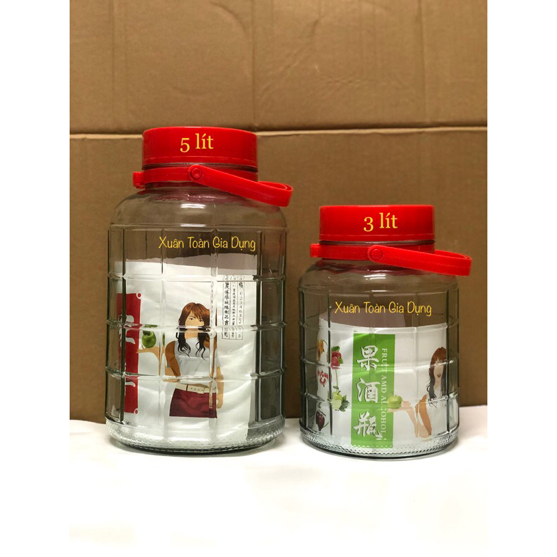 Bình thủy tinh ngâm rượu (nắp đỏ)