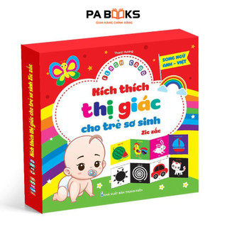 Sách - Trọn Bộ 4 tấm zic zắc Flash card kích thích thị giác cho trẻ sơ sinh zic zắc