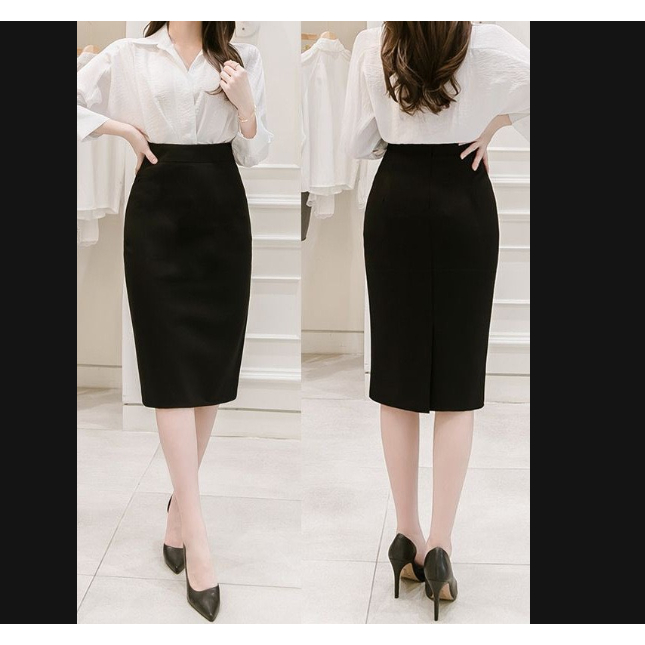 Chân váy bút chì dài có lót trong TOTOSA ôm body co dãn 4 chiều h1