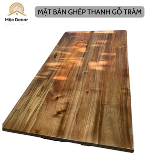 Mặt bàn chữ nhật gỗ tràm ghép thanh, tấm ván gỗ gỗ thịt làm bàn ghế decor
