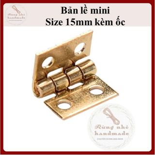 Bản lề gập 15mm, màu vàng kèm ốc vít, làm mô hình hanmade