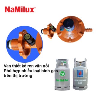 Bộ van điều áp ngắt gas tự động Namilux và 1,5m dây gas 3 lớp màu cam