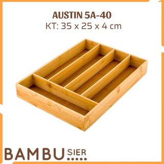 Khay gỗ tre chia ngăn kéo tủ bếp