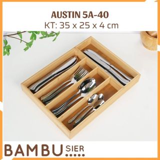 Khay gỗ tre chia ngăn kéo tủ bếp