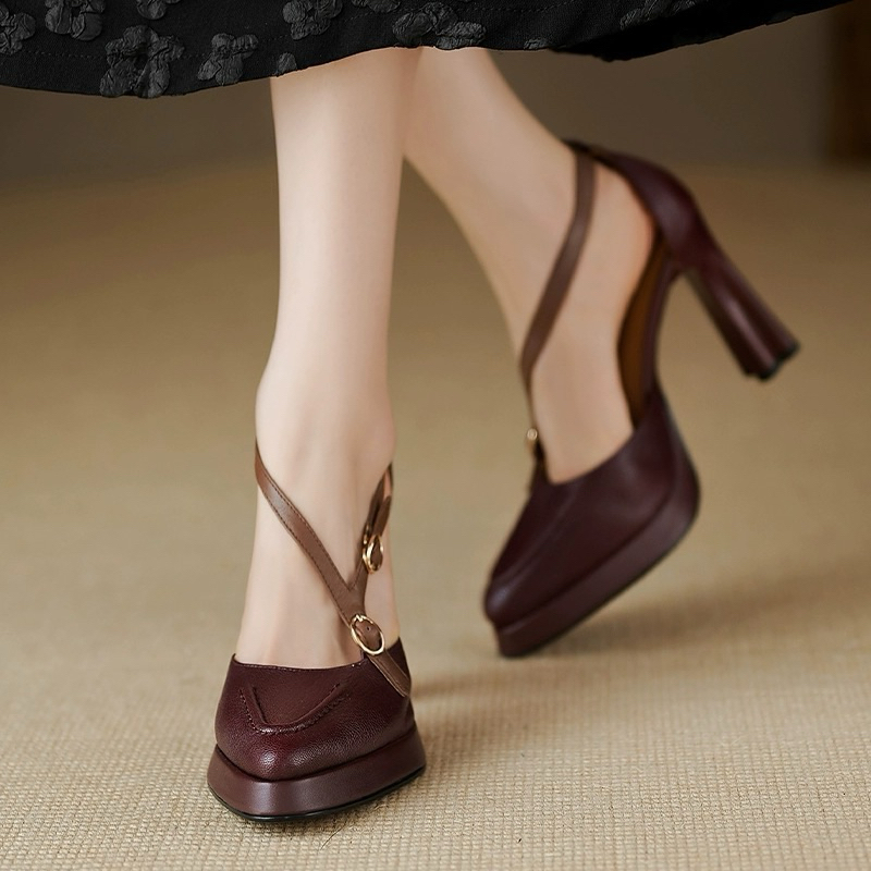 ORDER 🌼 Giày mũi nhọn da trơn gót dẹt 10cm 34-39