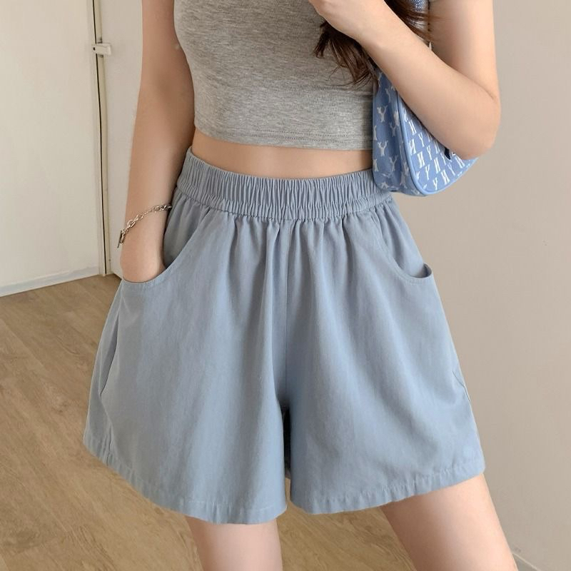 Quần Short Kaki Nữ Ống Rộng Cạp Cao , Quần Sooc đùi Nữ Phong cách Ulzzang Hàn Quốc | BigBuy360 - bigbuy360.vn