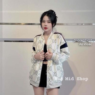 Áo khoác kéo khóa form rộng viền sọc tay dài 0624 thaotranshop90 [kèm ảnh thật chụp sàn]