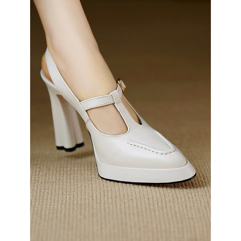 ORDER 🌼 Giày mũi nhọn da trơn gót dẹt 10cm 34-39