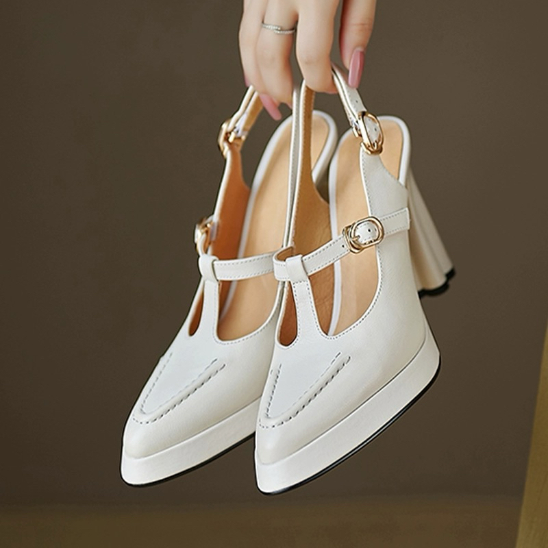 ORDER 🌼 Giày mũi nhọn da trơn gót dẹt 10cm 34-39