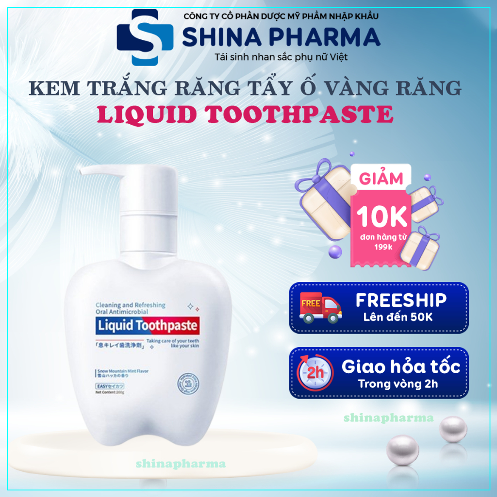 Kem Đánh Răng Liquid Toothpaste - Kem  Đánh Răng Hương Bạc Hà Thơm Mát Giúp Răng Trắng Sáng, Loại Bỏ Ố Vàng, Men Răng