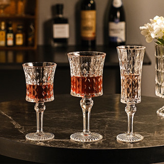 (giá dùng thử) Ly cocktail thủy tinh, ly họa tiết cạnh cắt kim cương, chuyên dụng uống các đồ uống có cồn