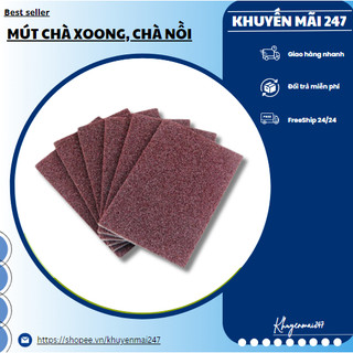 Mút chà xoong, chà nồi nâu nhám mỏng 7x9cm đa năng