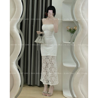 Váy ôm body 2 dây dáng dài phối chân ren hoa cực slay quyến rũ [ HÌNH THẬT HƯƠNG TUYẾT ANH BOUTIQUE ]