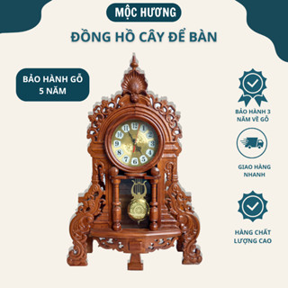 Đồng hồ để bàn decor quả lắc bằng gỗ cao cấp sang trọng phong cách tân cổ điển phù hợp trang trí phòng khách