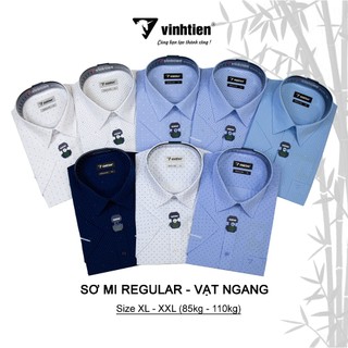 (Size 85kg - 105kg) Áo Sơ Mi Tay Ngắn Vĩnh Tiến Form Regular Vạt Ngang Vải Bamboo Họa Tiết 399