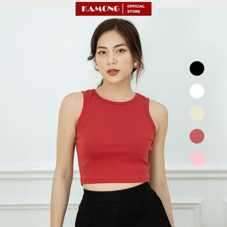  Áo ba lỗ croptop nữ KAMONG dáng áo 3 lỗ ôm chất liệu thun cotton 100% co dãn mạnh.