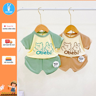 , Đồ bộ ba cộc tay Obebi vải mềm thoáng mồ hôi cho bé, đồ bộ ở nhà cho bé, UCHI38