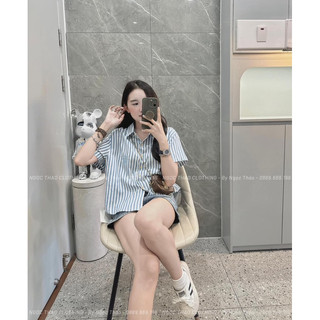 ÁO SƠ MI KẺ CỘC TAY THÊU NGỰC