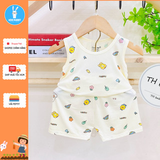 , Bộ quần áo ba lỗ vải pettit mềm cho bé gái bé trai mềm mát, UCHI08
