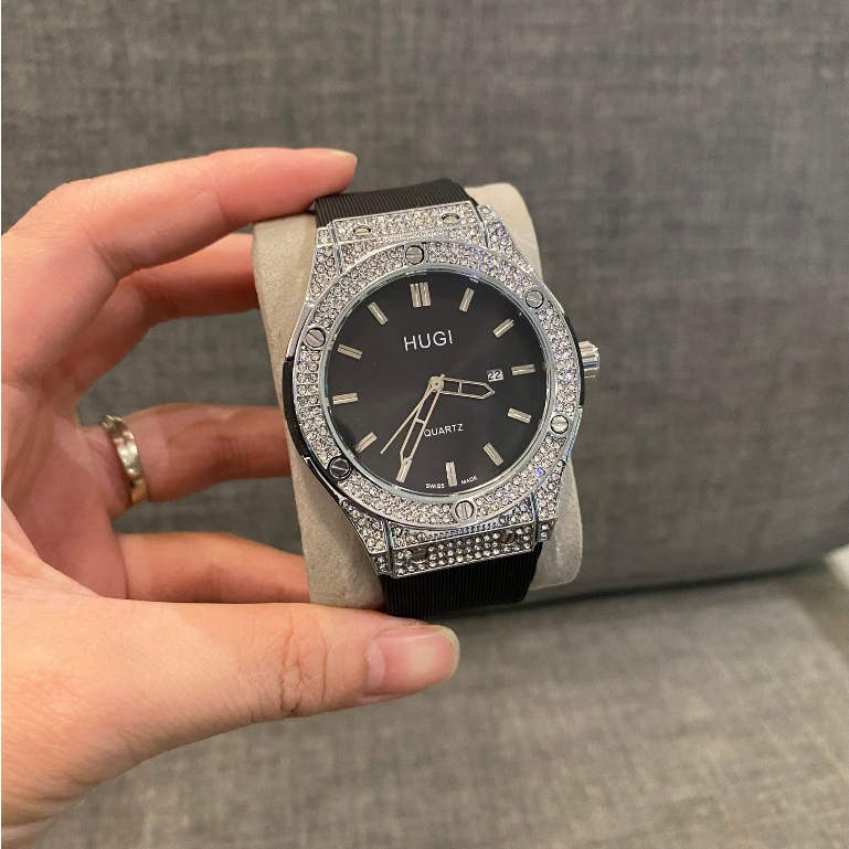 (Nam Nữ + bảo hành 12th)  Đồng hồ Nam Hugi 602 dây silicone khóa thông minh với 2 size 42mm và 38 mm đính đá cao cấp | BigBuy360 - bigbuy360.vn
