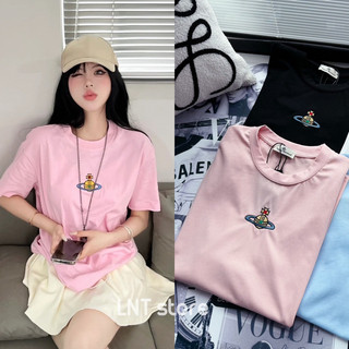 [LNT]Áo thun vivienne west wood hành tinh vũ trụ logo thêu giữa áo màu hồng pastel baby cực cưng nữ tính bánh bèo xinh