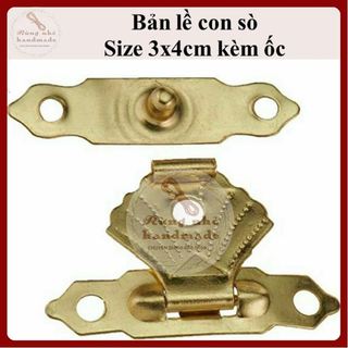 Bản lề con sò mini, màu vàng 3x4cm, tặng kèm ốc vít, làm mô hình, trang trí