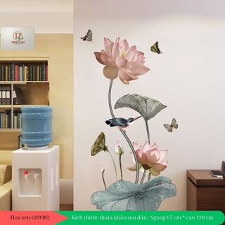 Decal dán tường sen nâu hồng GS9382