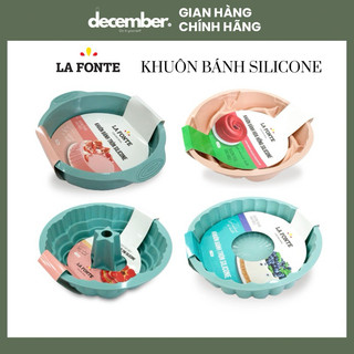 Khuôn bánh silicone hình tròn hoạ tiết hoa hồng trái tim Lafonte