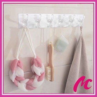 Thanh Treo Đồ Dán Tường 6 Móc Liền Mạch Trong Suốt Siêu Chắc 00992