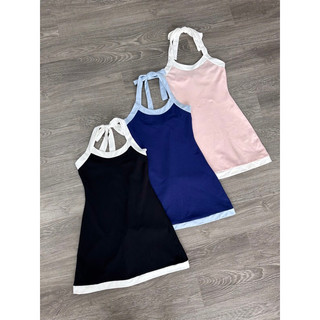 BEUCLOSET - Đầm cổ yếm thun viền xinh xắn