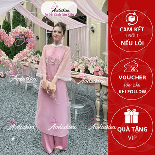 Áo dài cách tân Hải Đường cao cấp, đính hạt kết thủ thông tỉ mỉ, sang chảnh A42 Áo Dài Cách Tân Kiều