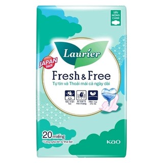 Băng vệ sinh laurier fresh & free siêu mỏng cánh, gói lớn 20 miếng/gói.